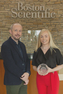 Leanne with her award pictured along with RAISE Chair Dr. Tom Delahunty who attended the event in Galway